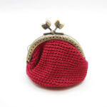 Portamonete Donna Rosso Scuro Uncinetto fatto a mano cm.9x9 Cotone 100% Made in Italy COD.PTM002