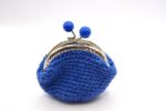Portamonete Donna Blu Elettrico Uncinetto fatto a mano cm.10x10 Cotone 100% Made in Italy COD.PTM003