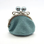 Crochet Coin Purse Light Blue Handmade cm.9x9 Cotton 100% Made in Italy COD.PTM001