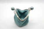 Crochet Coin Purse Light Blue Handmade cm.9x9 Cotton 100% Made in Italy COD.PTM001 - Image 2