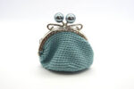 Portamonete Donna Azzurro Uncinetto fatto a mano cm.9x9 Cotone 100% Made in Italy COD.PTM001