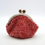 Portamonete Donna Rosso Bianco Uncinetto fatto a mano cm.10x10 Cotone 100% Made in Italy COD.PTM006