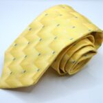 Jacquard Sevenfold tie Yellow background 100% silk COD.7P003