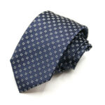 Cravatta Settepieghe Fondo Blu con Bianco Jacquard seta 100% COD.7P025