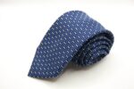 Jacquard Sevenfold ties Blue background with White/Light Blue 100% silk COD.7P023