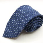 Jacquard Sevenfold ties Blue background with White/Light Blue 100% silk COD.7P023