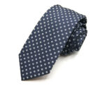Jacquard Sevenfold ties Blue background with White 100% silk COD.7P026