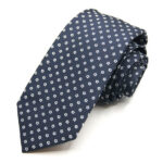 Jacquard Sevenfold ties Blue background with White 100% silk COD.7P026