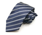 Cravatta Settepieghe Fondo Blu con Bianco Jacquard seta 100% COD.7P027