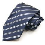 Jacquard Sevenfold ties Blue background with White 100% silk COD.7P027