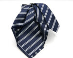 Jacquard Sevenfold ties Blue background with White 100% silk COD.7P027 - Image 2