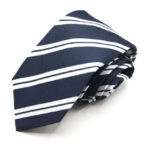 Jacquard Sevenfold ties Blue background with White 100% silk COD.7P028