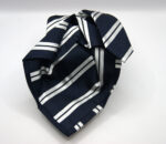 Jacquard Sevenfold ties Blue background with White 100% silk COD.7P028 - Image 2