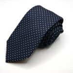 Jacquard Sevenfold ties Blue background with White 100% silk COD.7P029