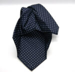 Jacquard Sevenfold ties Blue background with White 100% silk COD.7P029 - Image 2