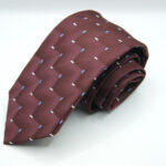 Jacquard Sevenfold ties Bordeaux background 100% silk COD.7P011