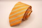 Cravatta Jacquard Fondo Arancione Disegno Rigato seta 100% COD.N158