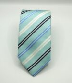 Jacquard Ties Stripes Design Green Tiffany 100% silk COD.N135 - Image 2