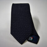 Cravatta Jacquard punta spillo Blu Bianco seta 100% made in Italy COD.N071