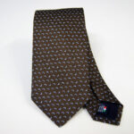 Jacquard Ties Classic design Brown Light Blue silk 100% made in Italy COD.N090