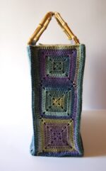 Borsa Multicolor con manici in Bambù Uncinetto 40x30x15 fatto a mano Cotone 100% Made in Italy COD.BOB001 - immagine 3