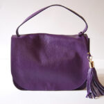 Unicolor Bag Leather Violet 29x20x13 100% Leather Made in Italy COD.605V