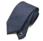 Cravatta Tinta Unita Disegno Cashmere Blu seta 100% COD.CU007