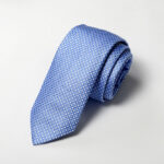Cravatta Jacquard Vellutino Azzurro/Bianco seta 100% COD.579-SK
