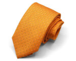 Cravatta Jacquard Fondo Arancione Disegno Classico seta 100% COD.N154