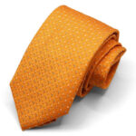 Cravatta Jacquard Fondo Arancione Disegno Classico seta 100% COD.N154